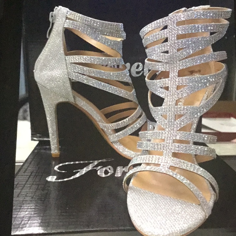 Elegant Silver Strappy Heels